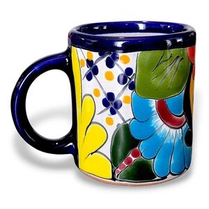 90s Mexican Talavera Handpainted Floral Ceramic Mug